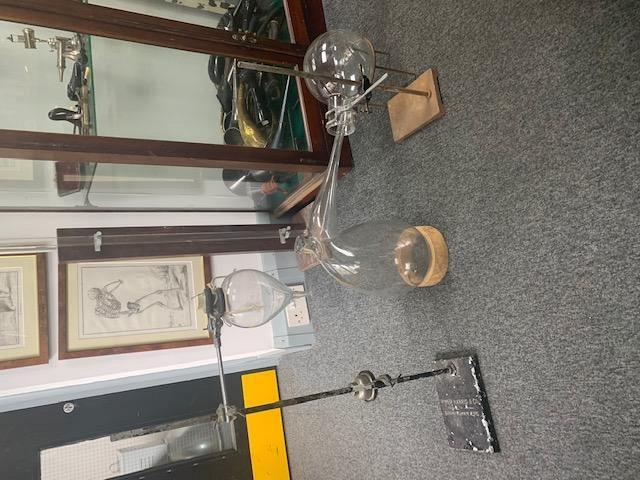Glassware lab set up, retort, clamps 